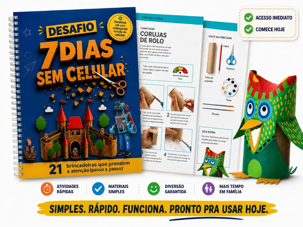 Desafio 7 Dias Sem Celular — atividade de papelão aberta no manual