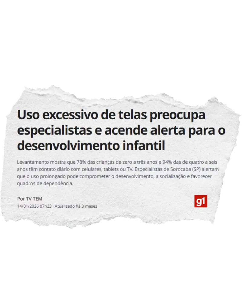 Recorte G1 — uso excessivo de telas acende alerta para o desenvolvimento infantil
