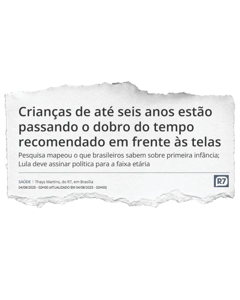 Recorte R7 — crianças passam dobro do tempo recomendado em telas